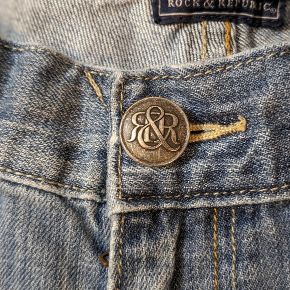 Rock & Republic 34x32 Blue Distressed Stone Cold Baggy Bootcut Denim - Picture 12 of 16